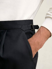 Men Regular Fit Herringbone Trousers With Cotton in Navy