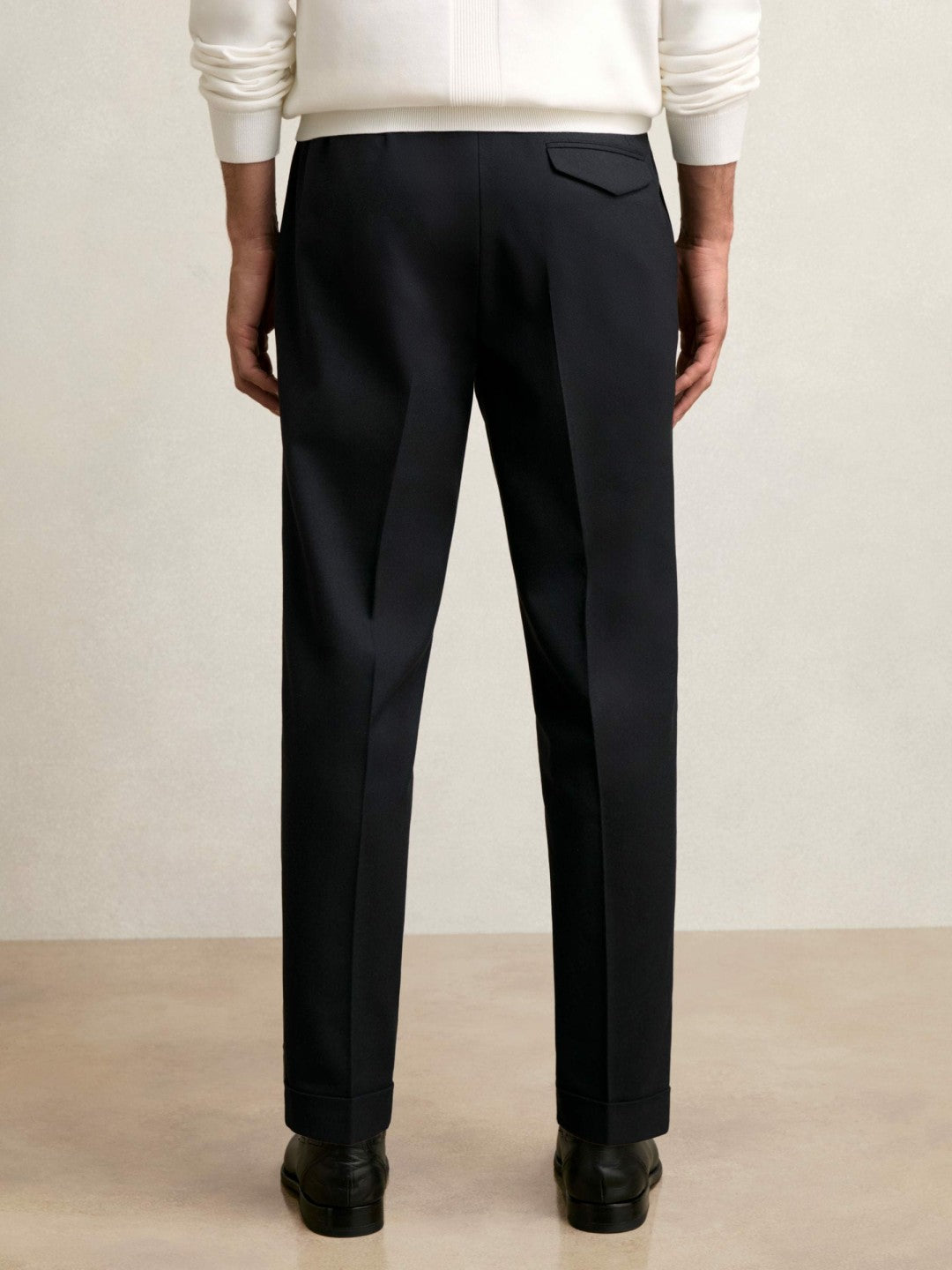 Men Regular Fit Herringbone Trousers With Cotton in Navy