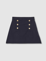 Children & Baby 3-9 yrs Knitted Button-Detail A-Line Skirt in Navy