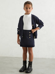 Children & Baby 3-9 yrs Knitted Button-Detail A-Line Skirt in Navy