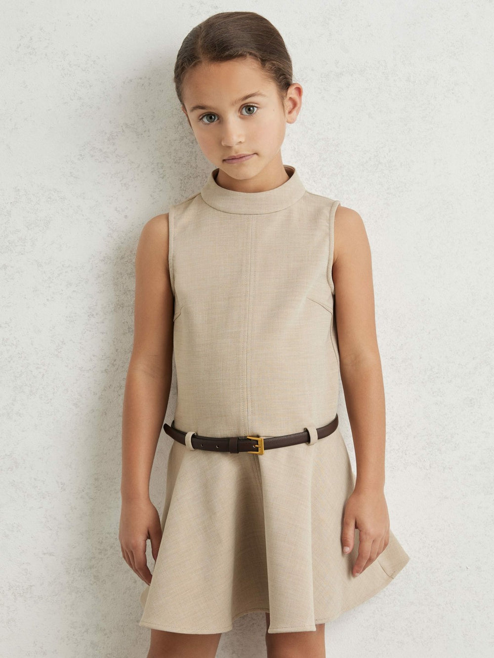 Children & Baby 13-14 yrs Drop Waist Belted Sleeveless Dress in Neutral