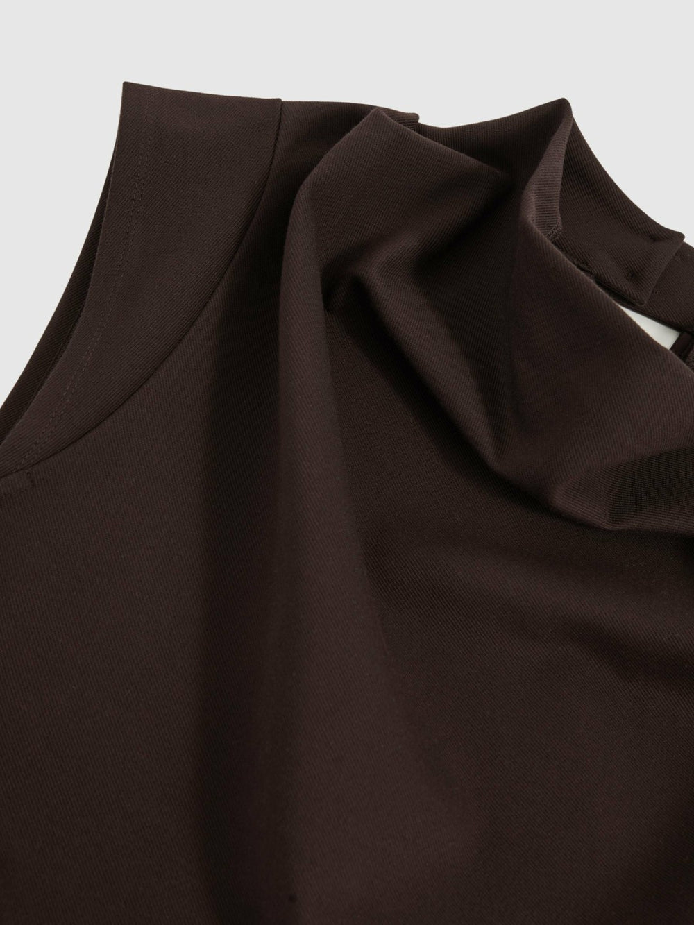 Women Twill-Jersey Draped Midi Dress in Burgundy