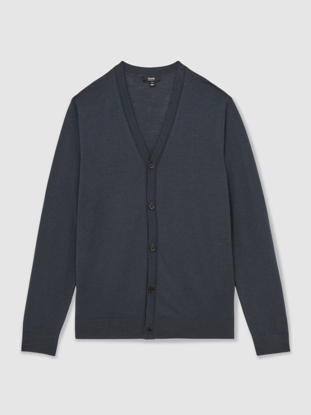 Men Merino Wool Button-Through Cardigan in Midnight Navy