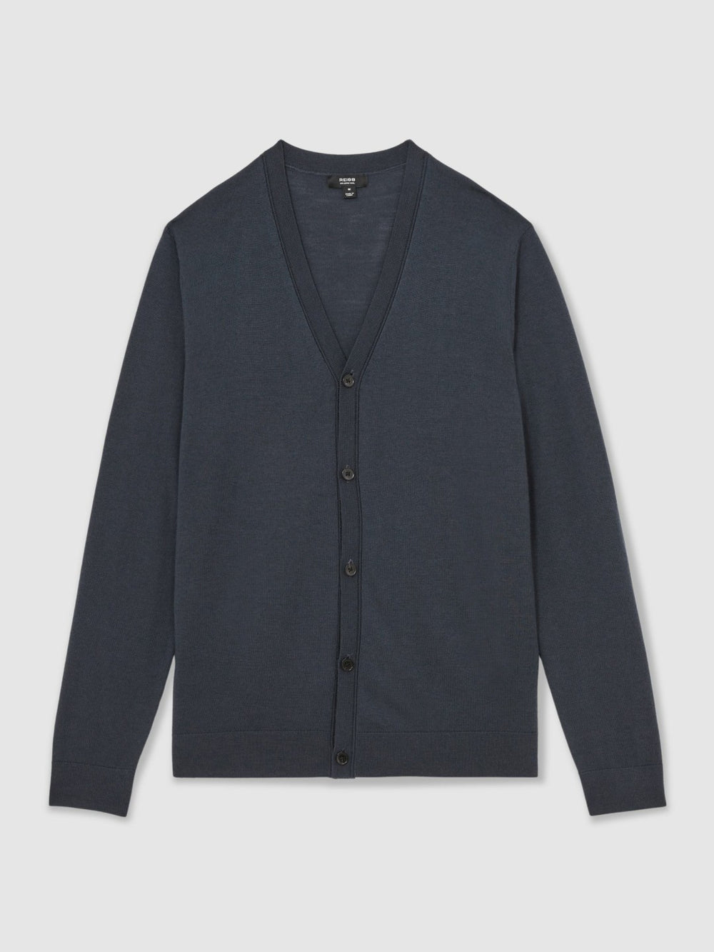 Men Merino Wool Button-Through Cardigan in Midnight Navy