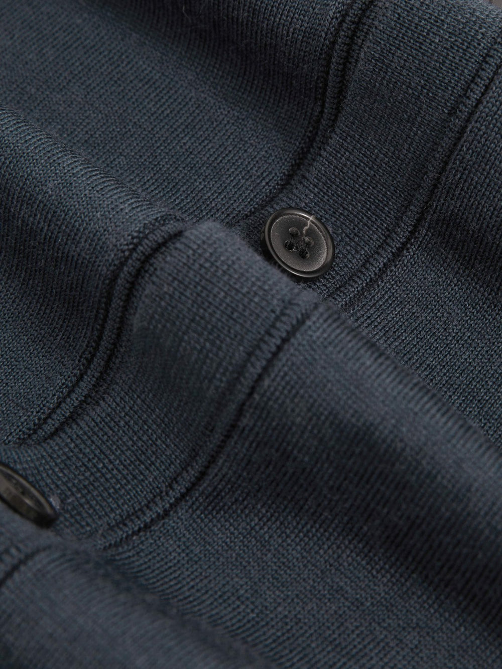 Men Merino Wool Button-Through Cardigan in Midnight Navy