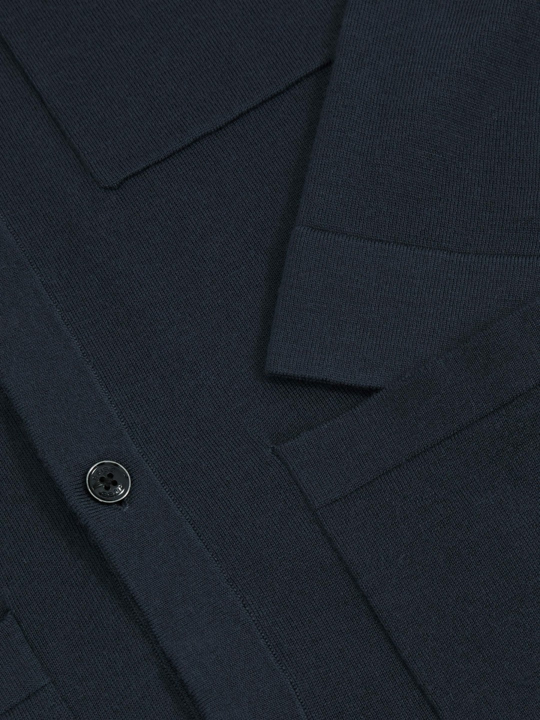 Men Merino Wool Button-Through Shirt in Midnight Navy