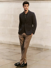 Men Slim-Fit Internal-Drawstring Trousers in Camel