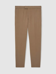 Men Slim-Fit Internal-Drawstring Trousers in Camel