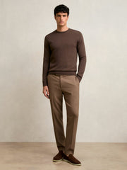 Men Slim-Fit Internal-Drawstring Trousers in Camel