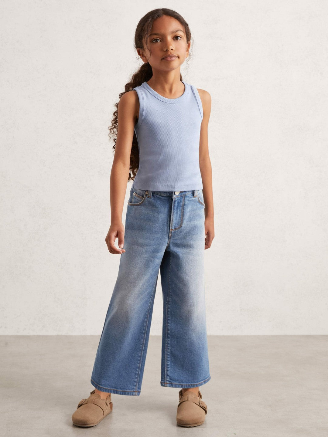 Children & Baby 9-13 yrs Stretch-Cotton Ribbed Vest in Blue