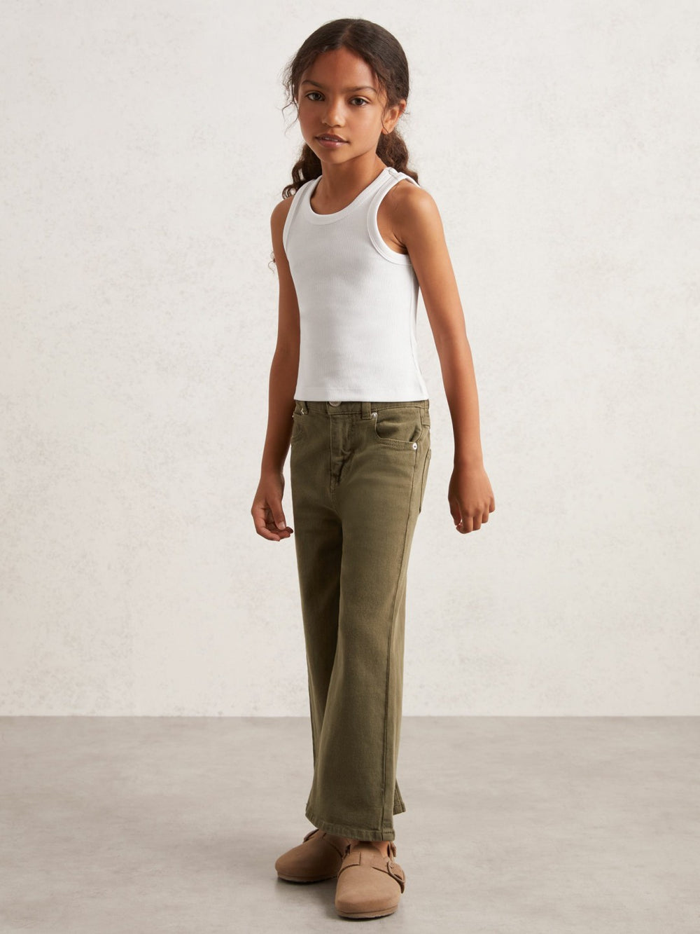 Children & Baby 3-9 yrs Stretch-Cotton Ribbed Vest in Ivory