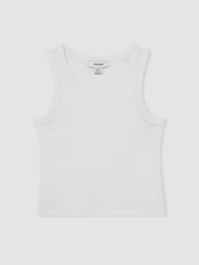 Children & Baby 3-9 yrs Stretch-Cotton Ribbed Vest in Ivory