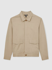 Men Paige Flap Pocket Worker Jacket in Beige