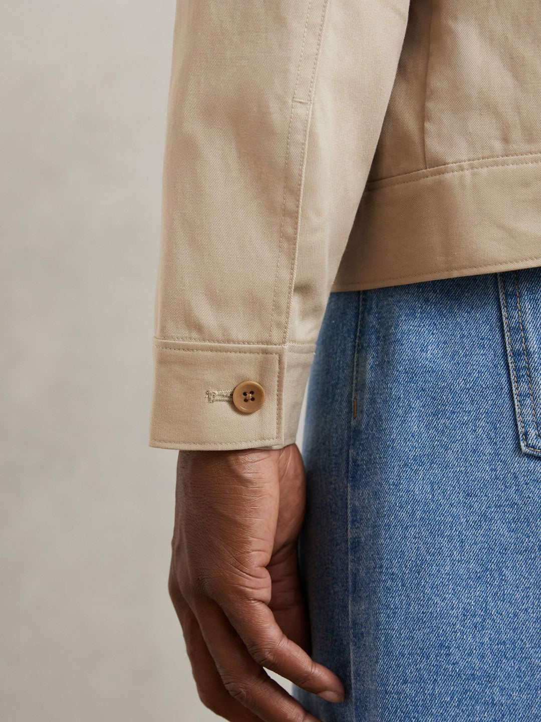 Men Paige Flap Pocket Worker Jacket in Beige