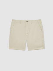 Men Paige Cotton Chino Shorts with Stretch in Cream