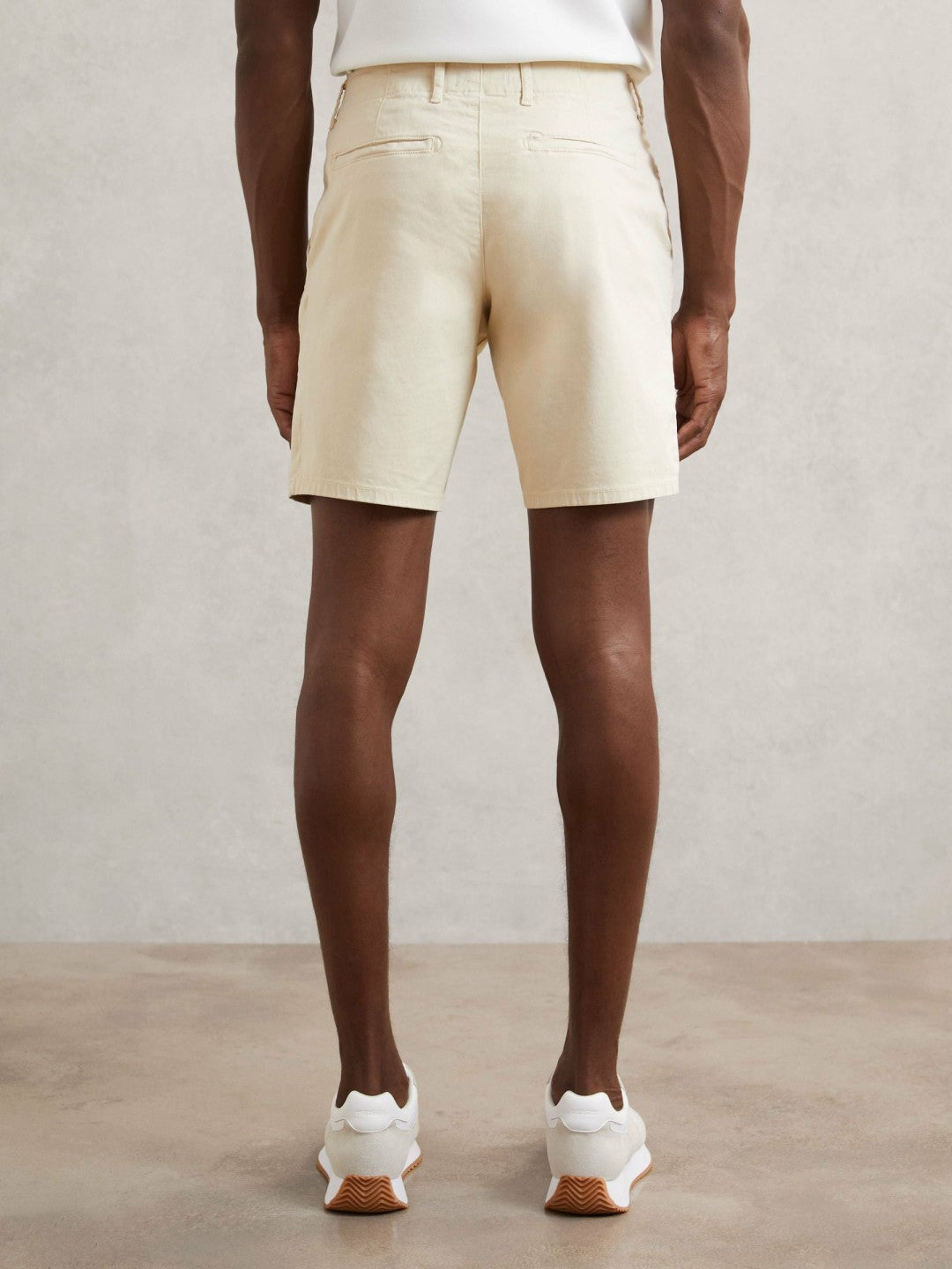 Men Paige Cotton Chino Shorts with Stretch in Cream