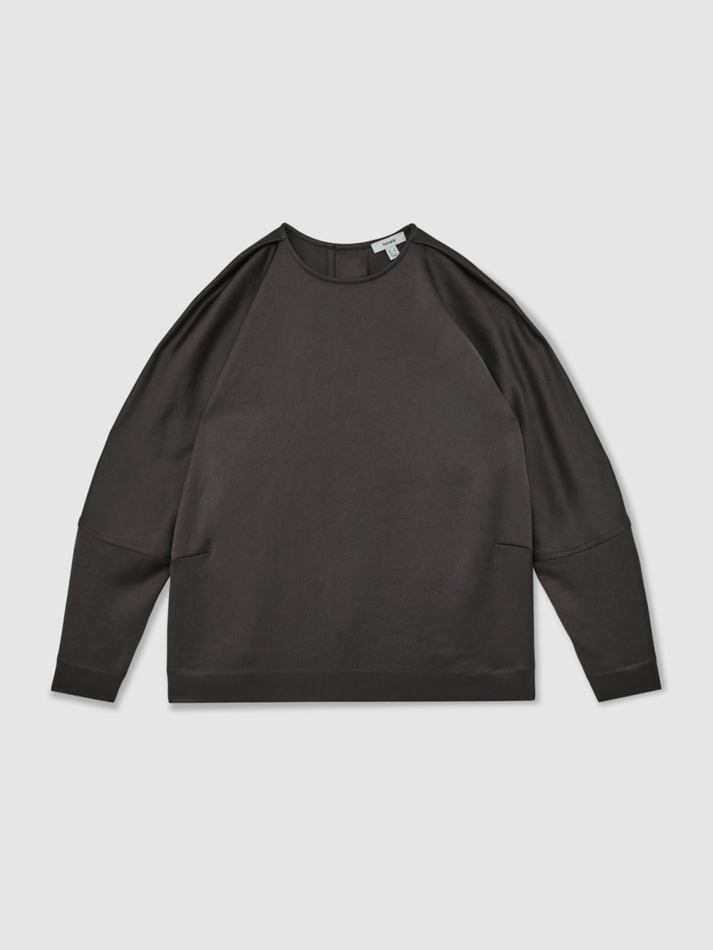 Women Satin Button-Back Long-Sleeve Top in Mauve