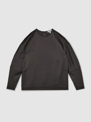 Women Satin Button-Back Long-Sleeve Top in Mauve