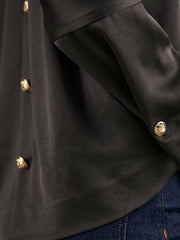 Women Satin Button-Back Long-Sleeve Top in Mauve