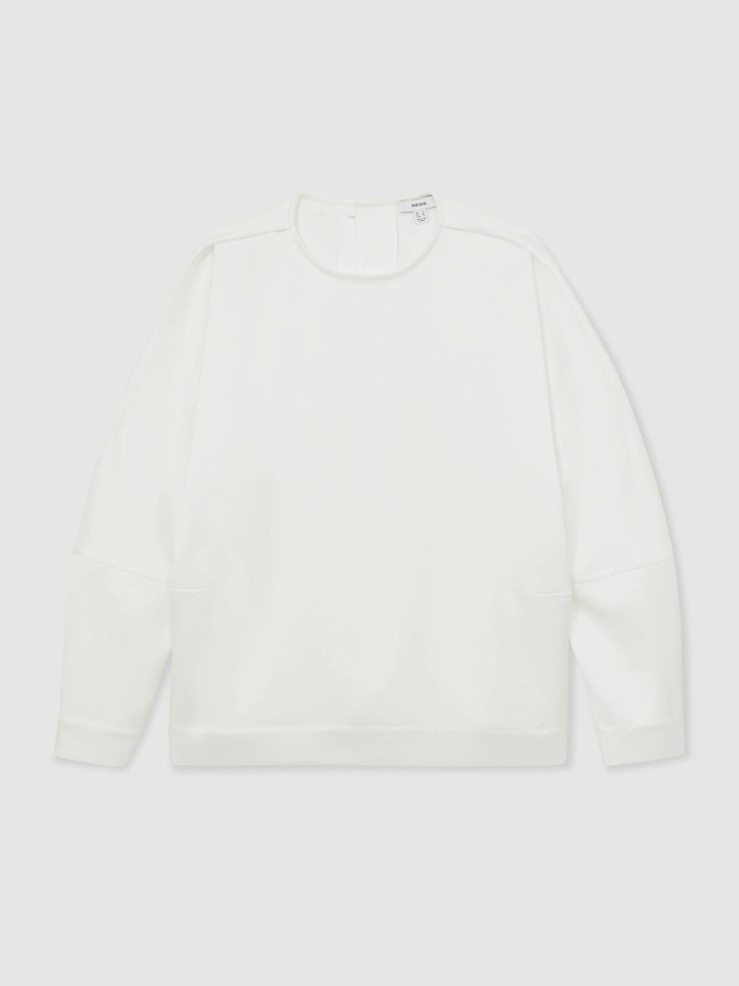 Women Satin Button-Back Long-Sleeve Top in Ivory