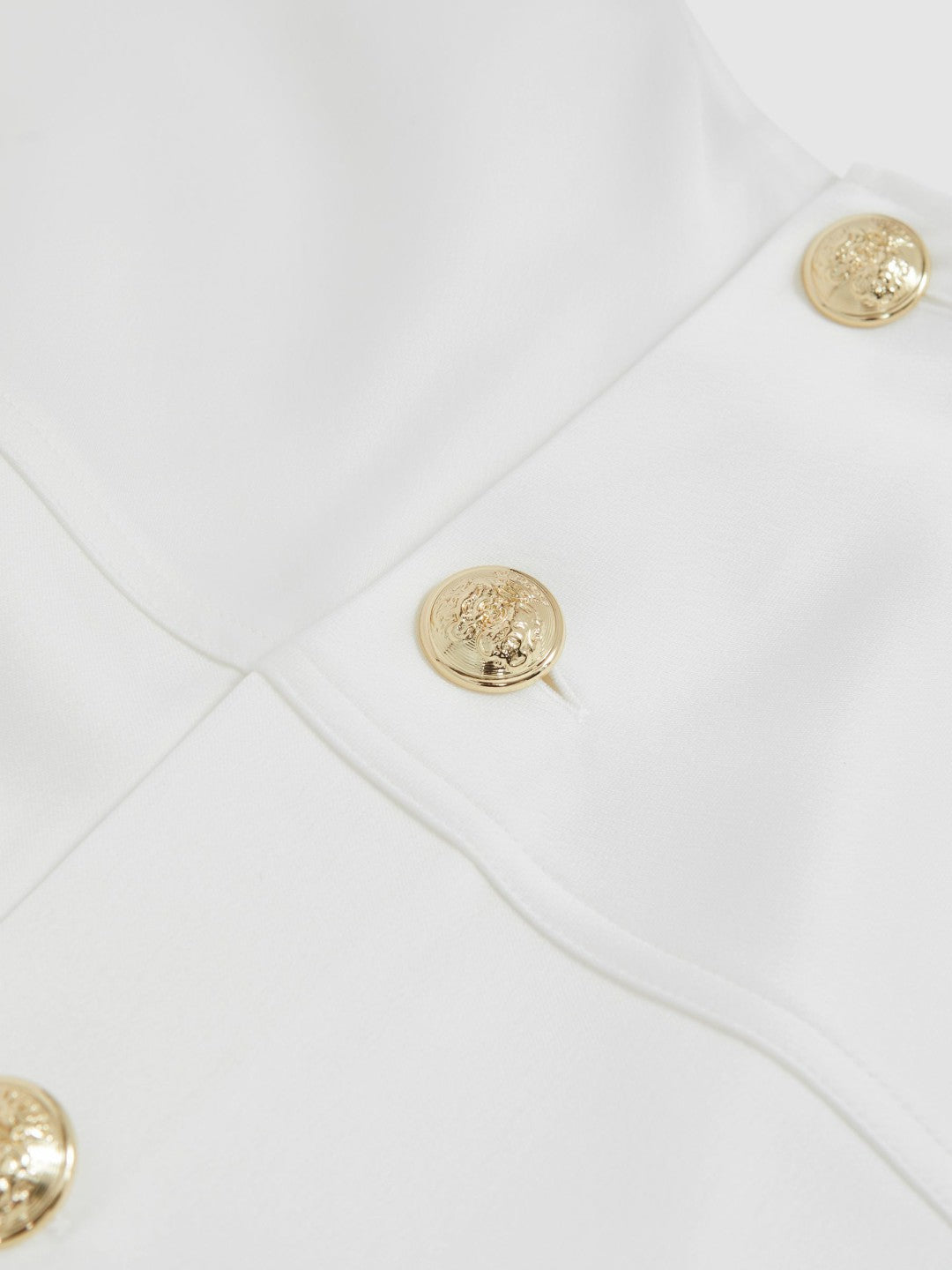 Women Satin Button-Back Long-Sleeve Top in Ivory