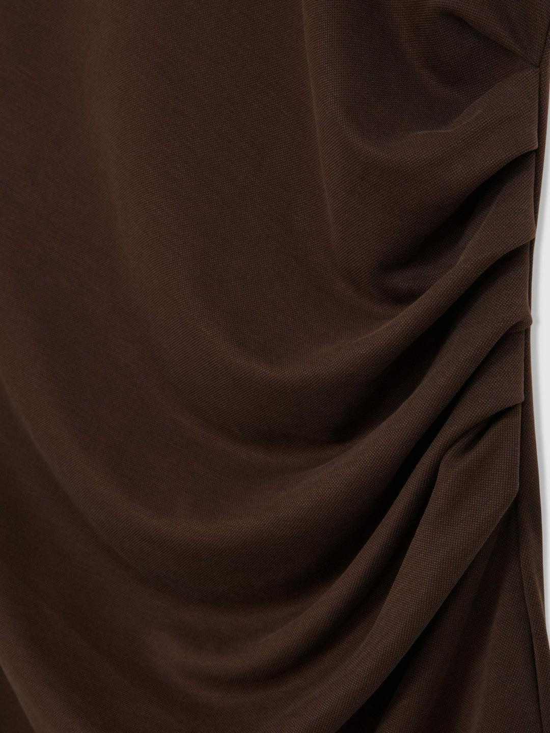 Women Jersey Ruched Racer Midi Dress in Chocolate Brown