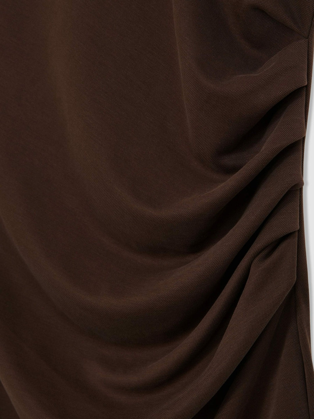 Women Jersey Ruched Racer Midi Dress in Chocolate Brown