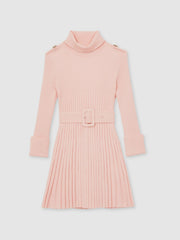 Children & Baby 9-13 yrs Rib-Knit Roll-Neck Belted Dress in Pink