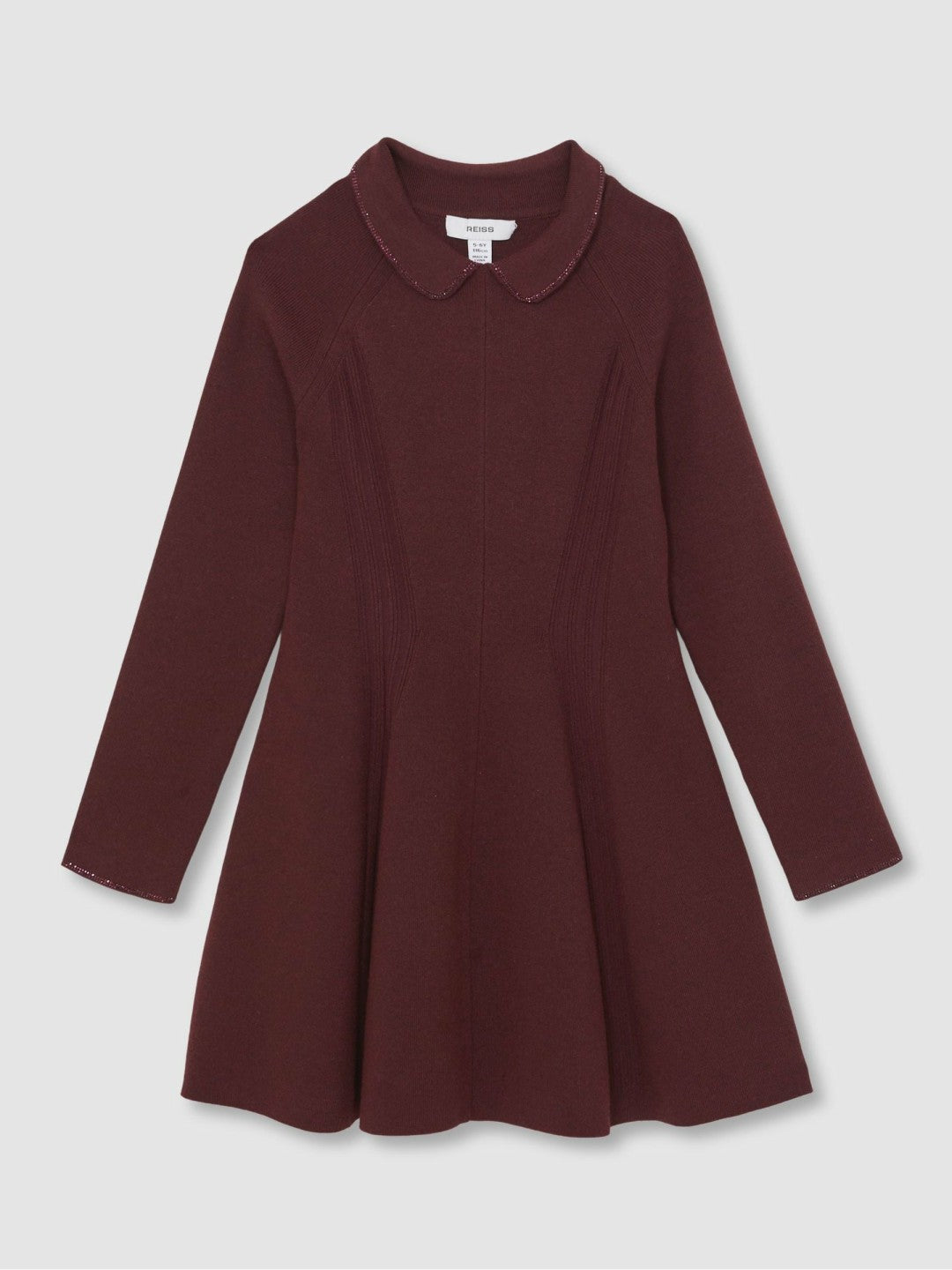 Children & Baby 9-13 yrs Embellished Collar Knitted Dress in Berry