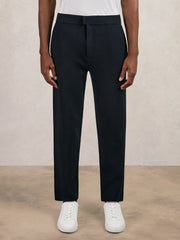 Men Tapered Knitted Trousers in Navy