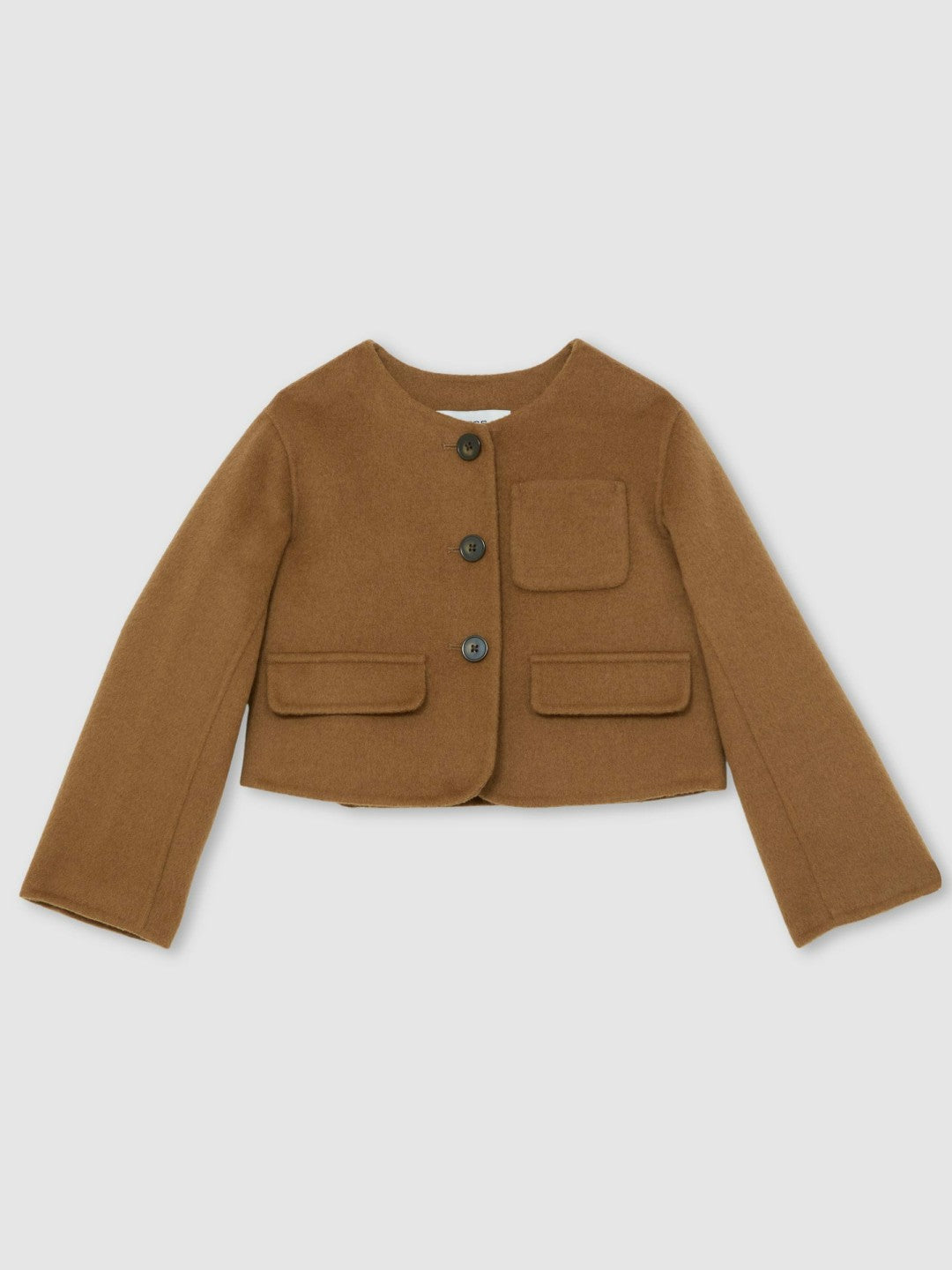 Children & Baby 13-14 yrs Wool-Blend Cropped Collarless Jacket in Camel