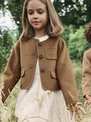Children & Baby 13-14 yrs Wool-Blend Cropped Collarless Jacket in Camel