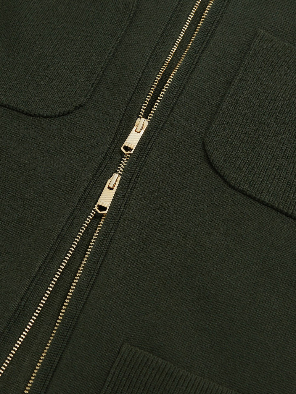Men Four-Pocket Zip-Through Cardigan in Forest Green