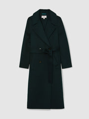 Women Double-Breasted Blindseam Coat Wool-Blend in Green