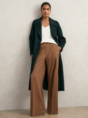 Women Double-Breasted Blindseam Coat Wool-Blend in Green