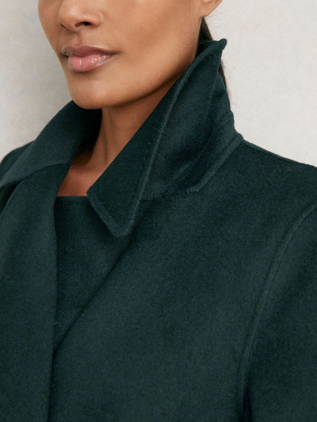 Women Double-Breasted Blindseam Coat Wool-Blend in Green