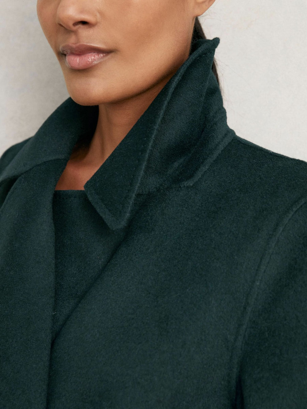 Women Double-Breasted Blindseam Coat Wool-Blend in Green