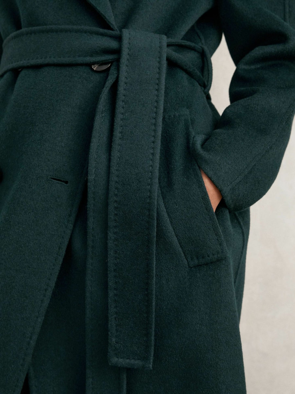 Women Double-Breasted Blindseam Coat Wool-Blend in Green