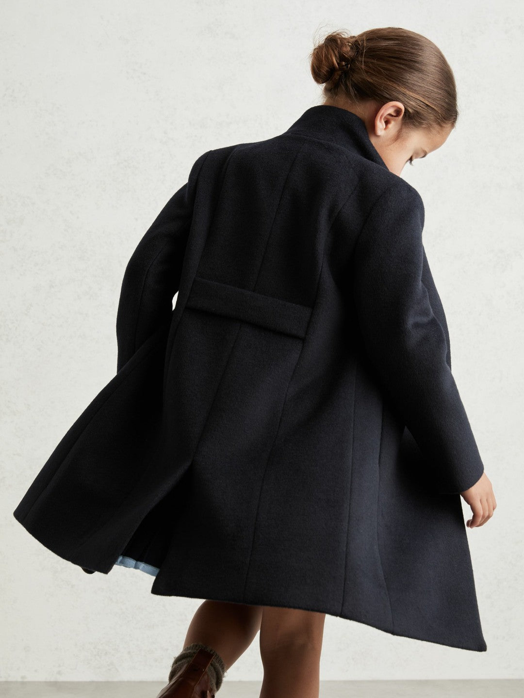 Children & Baby Wool-Blend Funnel-Neck Coat in Navy