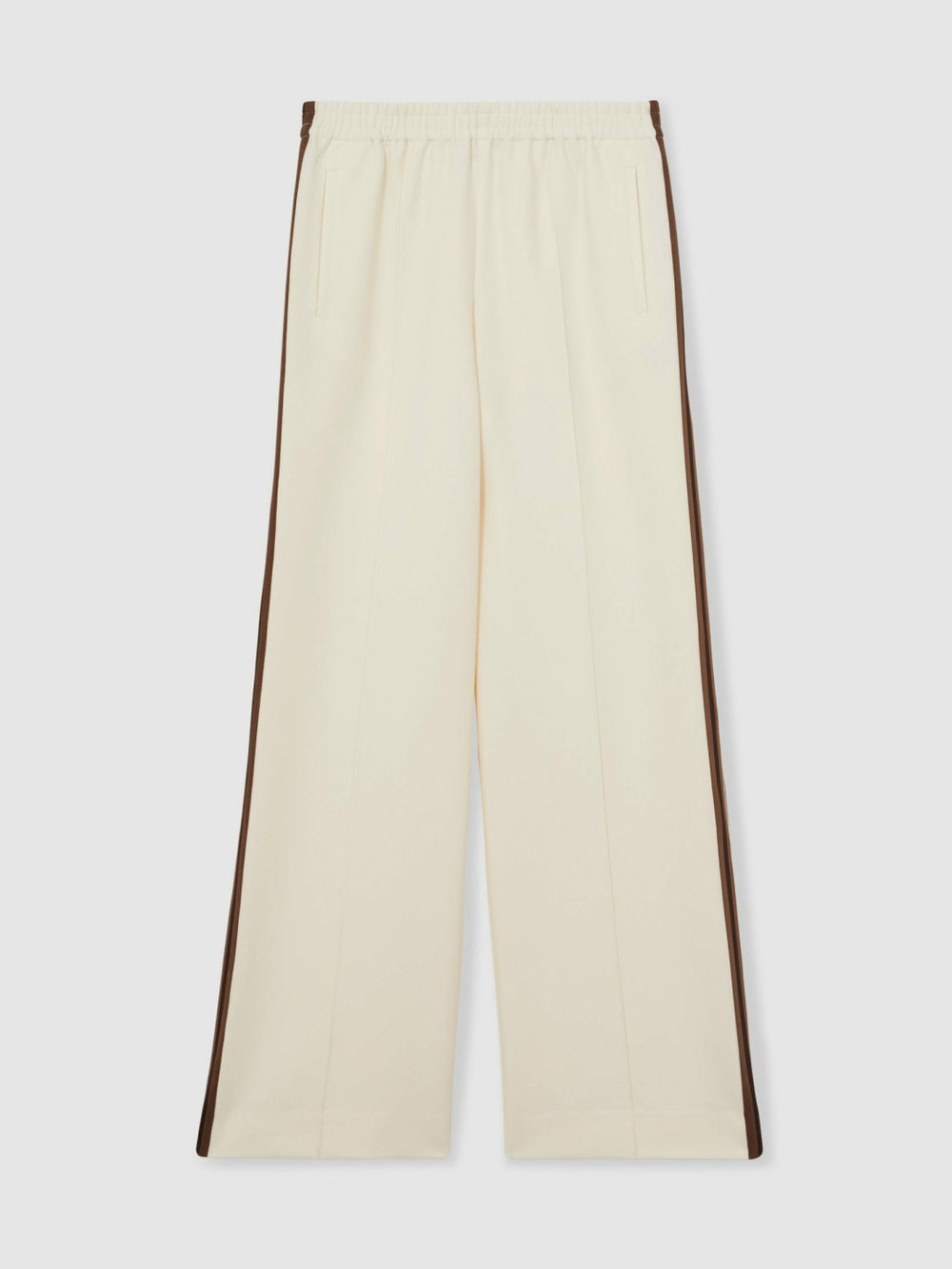 Women Side-Stripe Wide-Leg Trousers in Cream