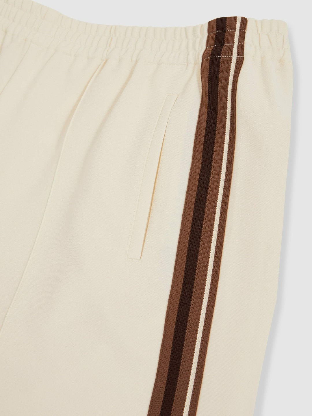 Women Side-Stripe Wide-Leg Trousers in Cream