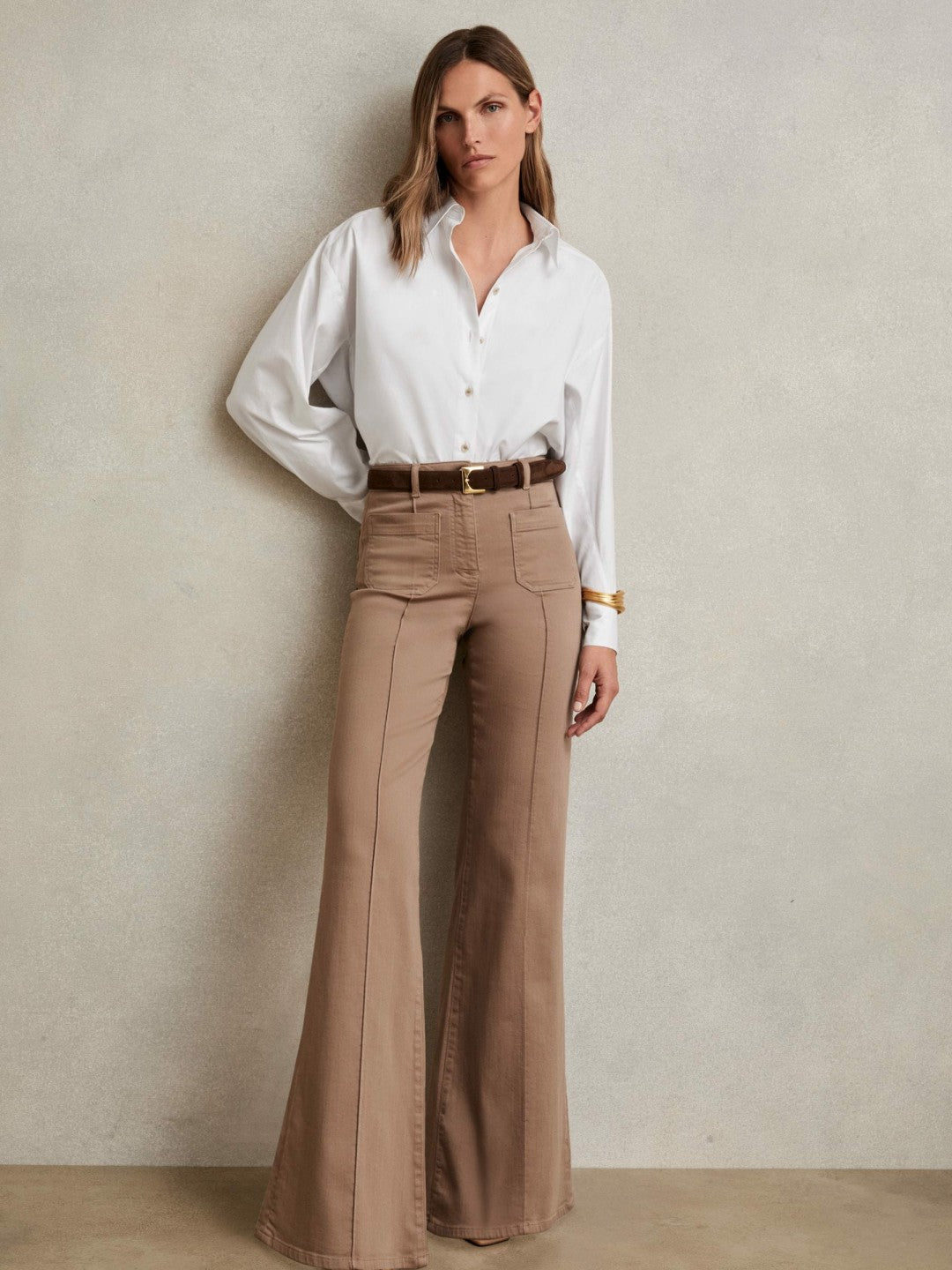 Women Cotton Button Through Oxford Shirt in White