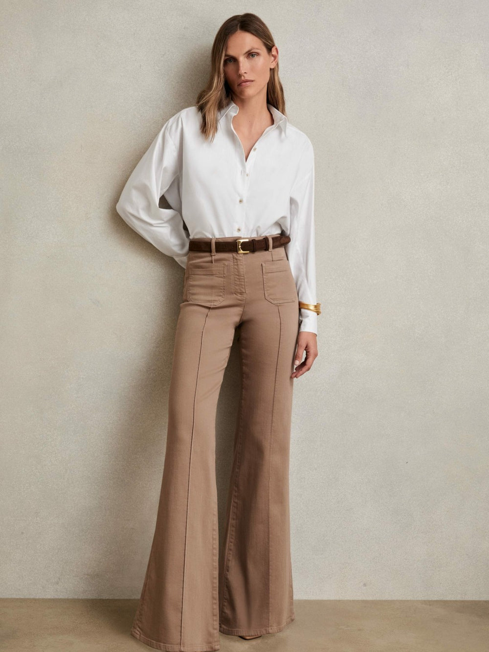 Women Cotton Button Through Oxford Shirt in White