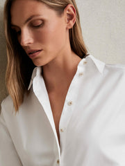 Women Cotton Button Through Oxford Shirt in White