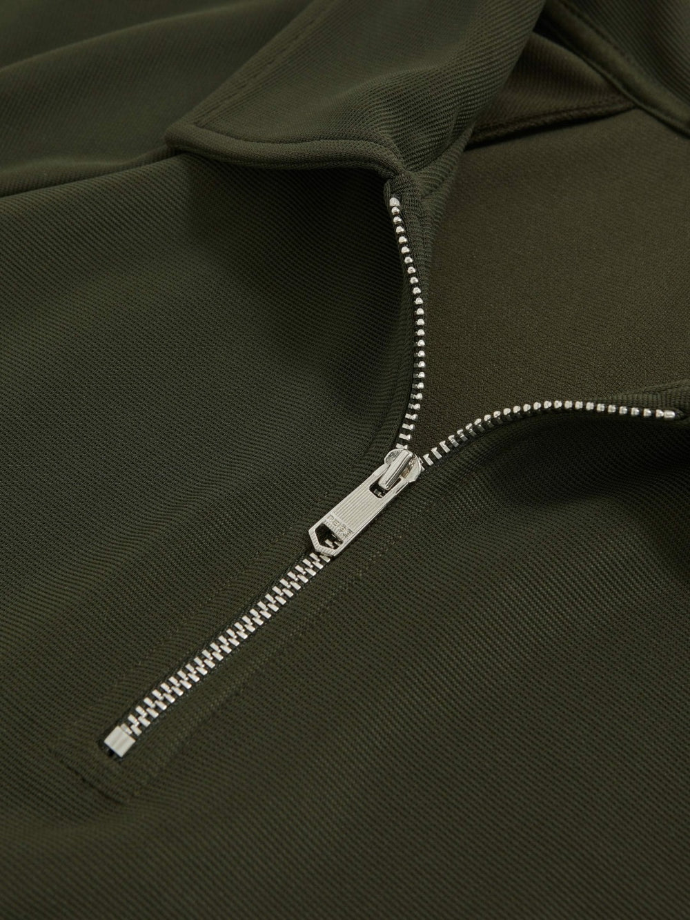 Men Textured Raglan Half-Zip Polo Shirt in Green