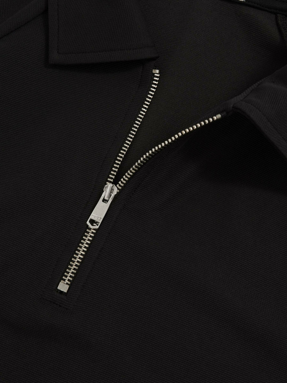 Men Textured Raglan Half-Zip Polo Shirt in Black