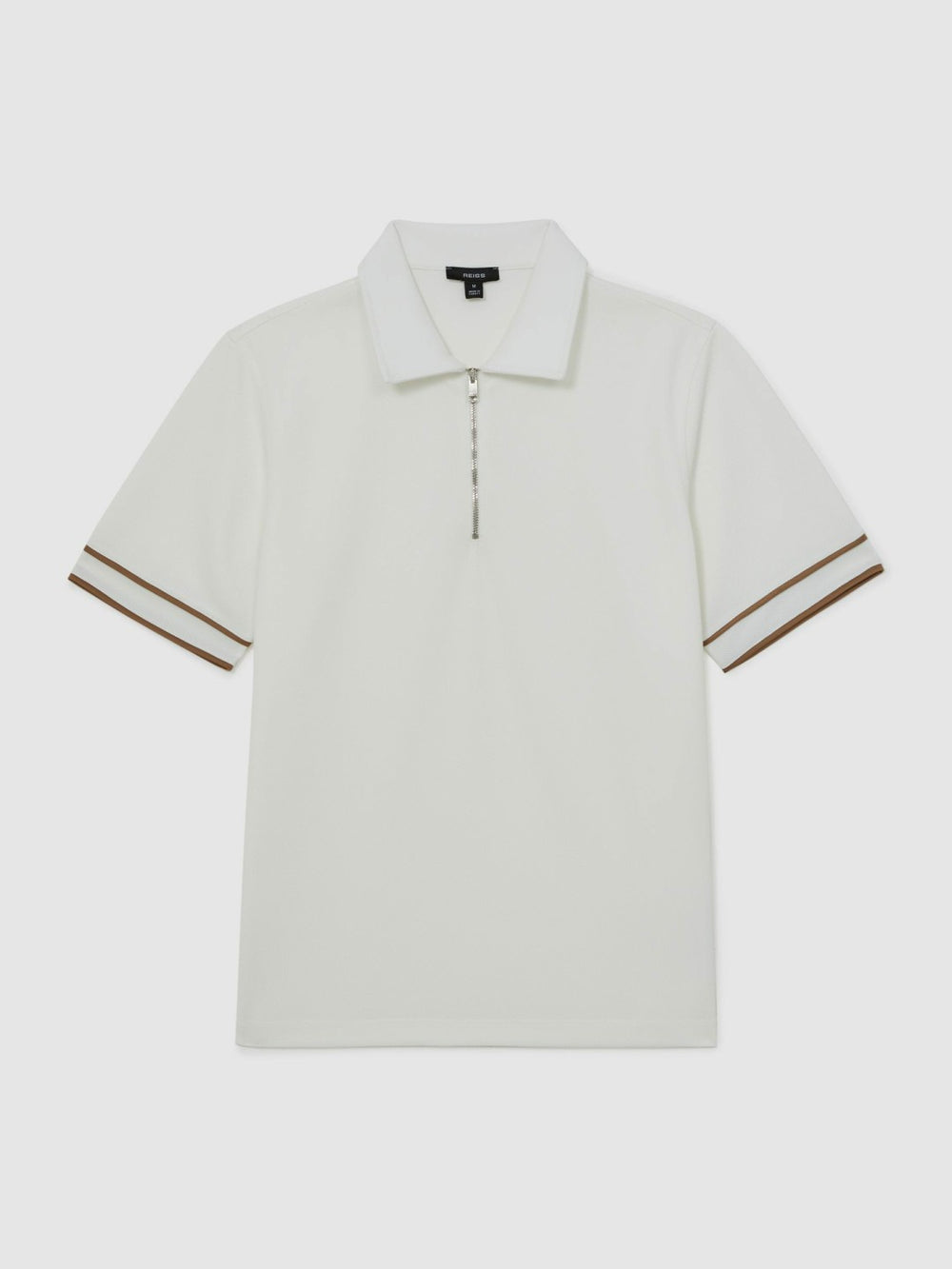 Men Textured Half-Zip Tipped Polo Shirt in White