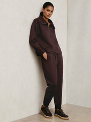Women Tapered Elasticated-Waist Joggers in Plum