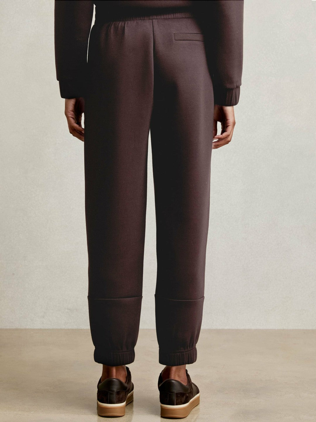 Women Tapered Elasticated-Waist Joggers in Plum
