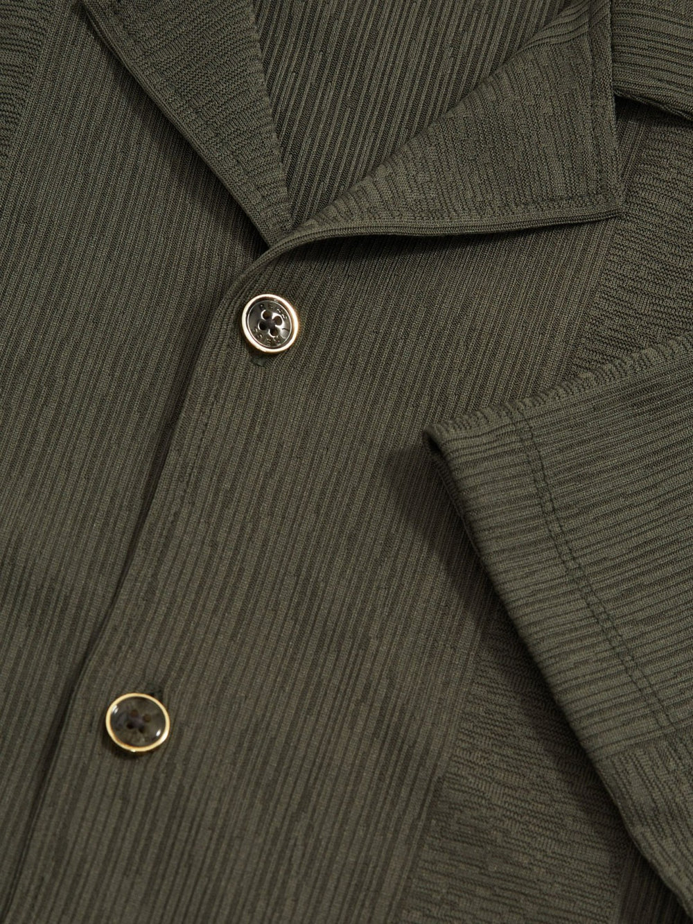 Men Jacquard-Stripe Cuban-Collar Shirt in Dark Green
